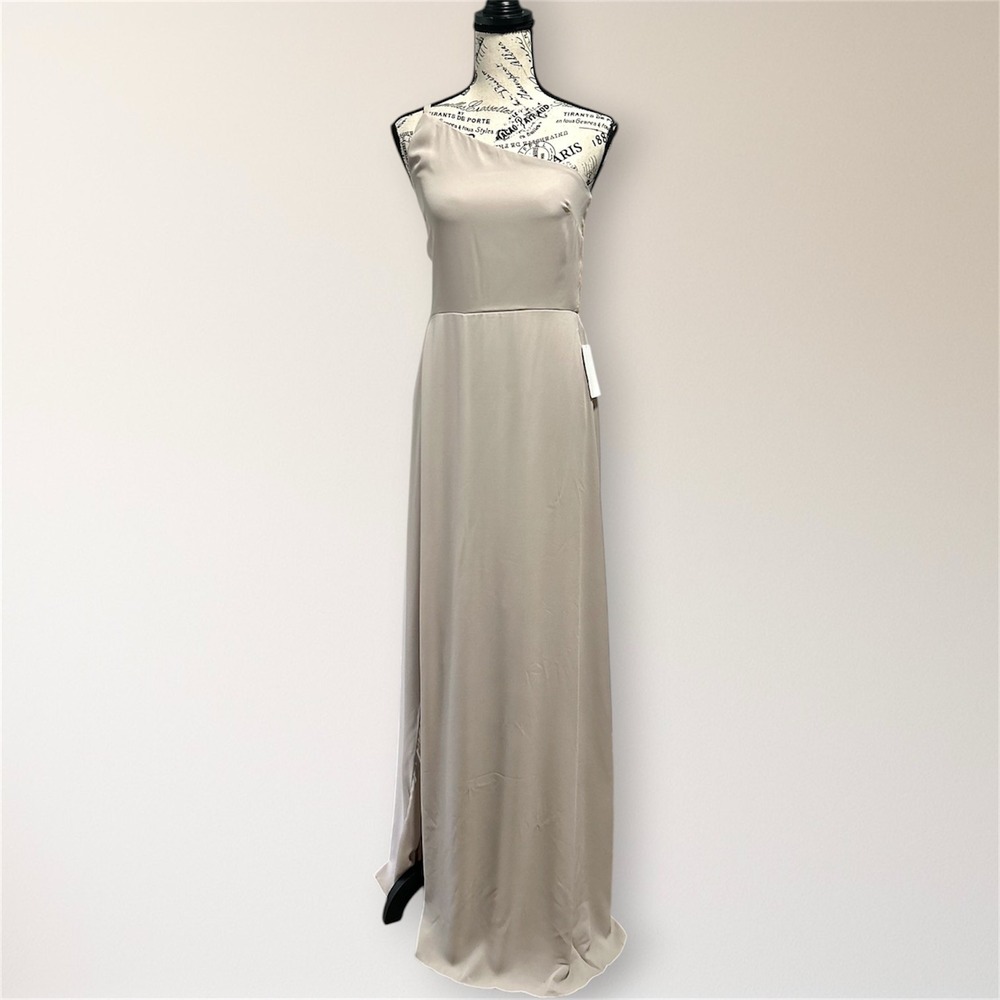 Show Me Your Mumu Shannon Maxi Dress One Shoulder Beige Spring Wedding Guest - Picture 2 of 11